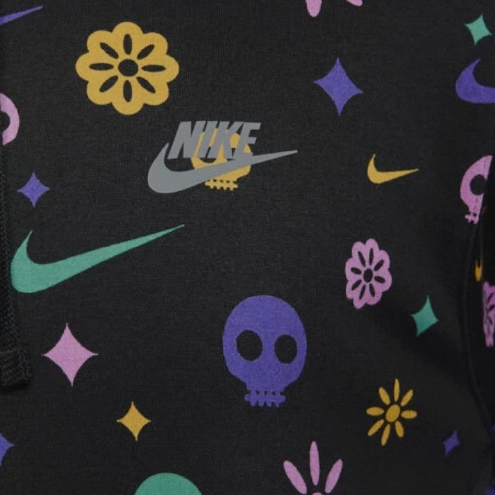 Nike Day of the Dead Hoodie with Multicolor Skull & Floral Pattern - Picture 2 of 6